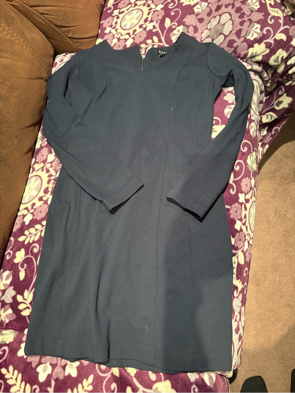 Nicole Miller Navy Long-Sleeve Shift Dress